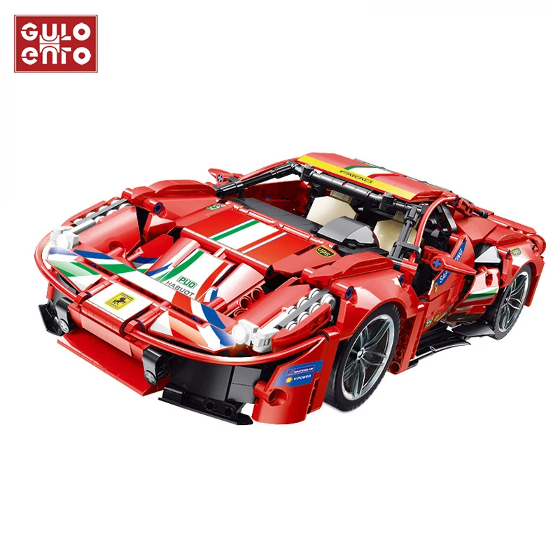 1247 шт. высокотехнологичная Модель Автомобиля Ferrari 488 строительные блоки