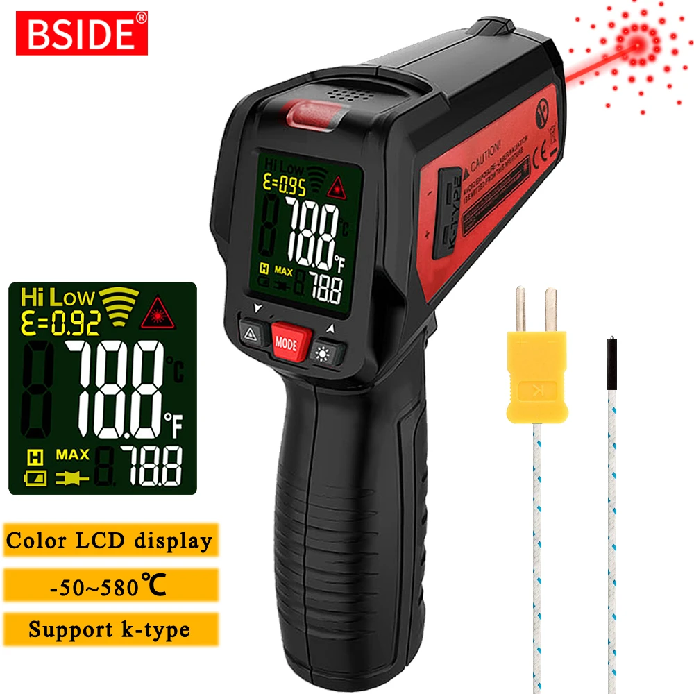 Alarm RONSHIN Newest for Infrared Thermometer BSIDE BTM11 Non-Contact IR Digital Pyrometer Temperature Meter-50~580 Degree Color Alarm RONSHIN Newest for Infrared Thermometer BSIDE BTM11 Non-Contact IR Digital Pyrometer Temperature Meter-50~580 Degree Color