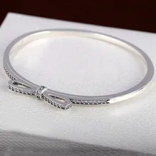 Высочайшее качество сверкающий бант с кубическим цирконием браслет подходит для женщин шарик шарм 925 пробы серебряный браслет Diy ювелирные изделия