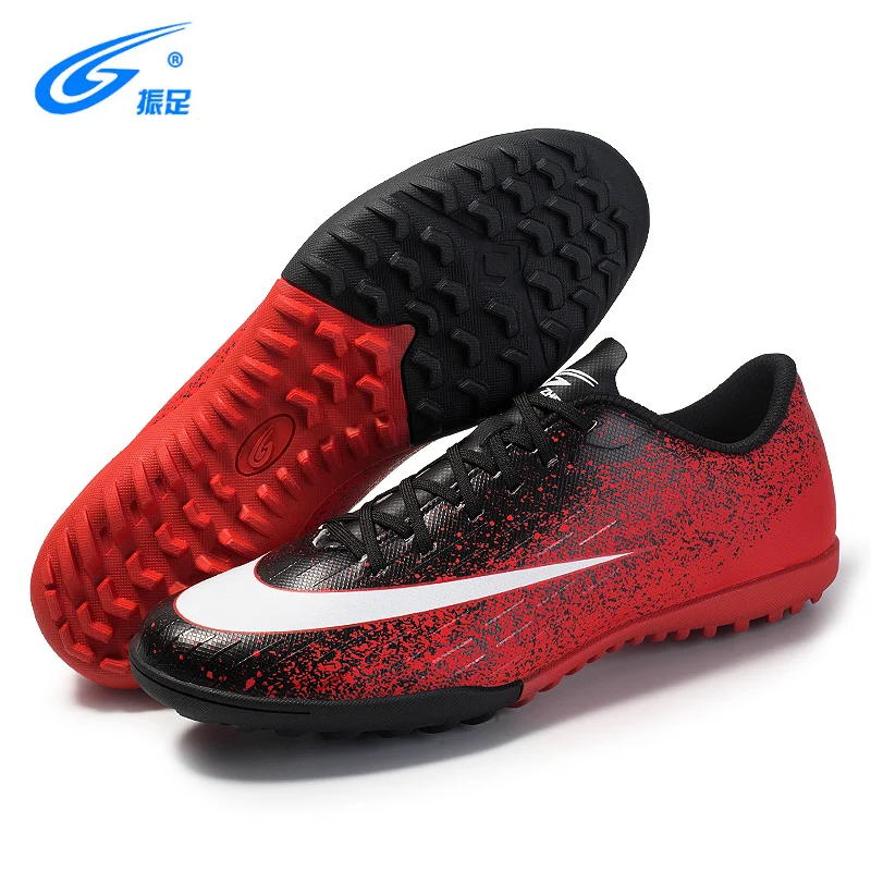 ZHENZU для мужчин мальчиков дети TF футбольная обувь футбольные шиповки сапоги Детские тренировочные футбольные бутсы 28-35 Chaussure De Foot - Цвет: Красный