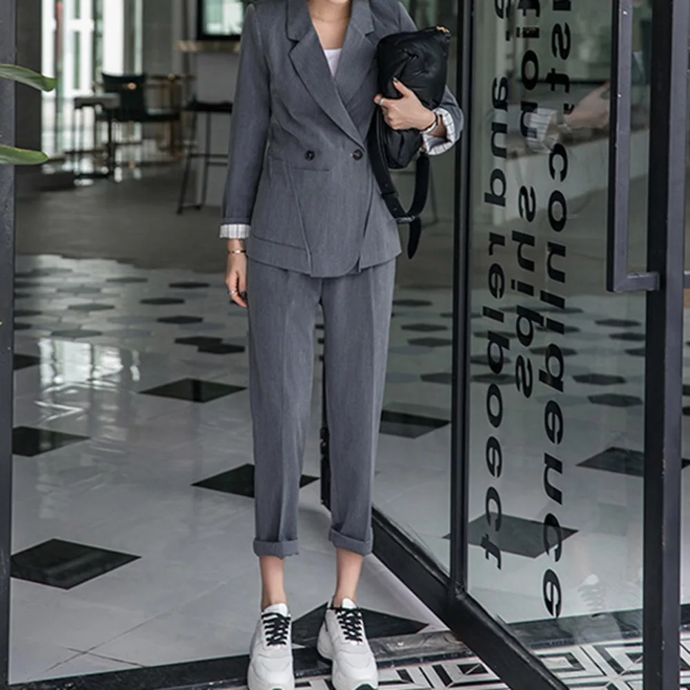 

Casual Blazer Suit Women 2020 New Chic Spring Autumn Ladies Office Suit British Style Formal Two-piece Suit Street Fashion Sets