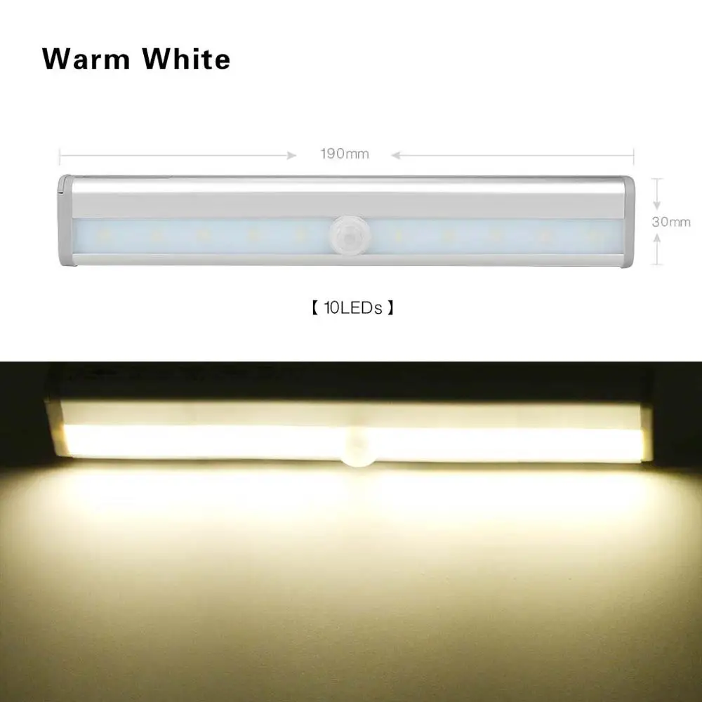 Крытый светодиодный настенный светильник умный Вкл/Выкл светодиодный светильник датчик движения бар светильник светодиодный светильник для зеркального декора шкаф кухонный светильник ing - Цвет абажура: Warm White 190mm