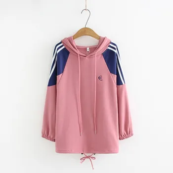 

4XL Plus Size Hoodies Women New Autumn Winte Women's Casual Hooded Jacket Hoodies Sweatshirt Pink Contrast Navy