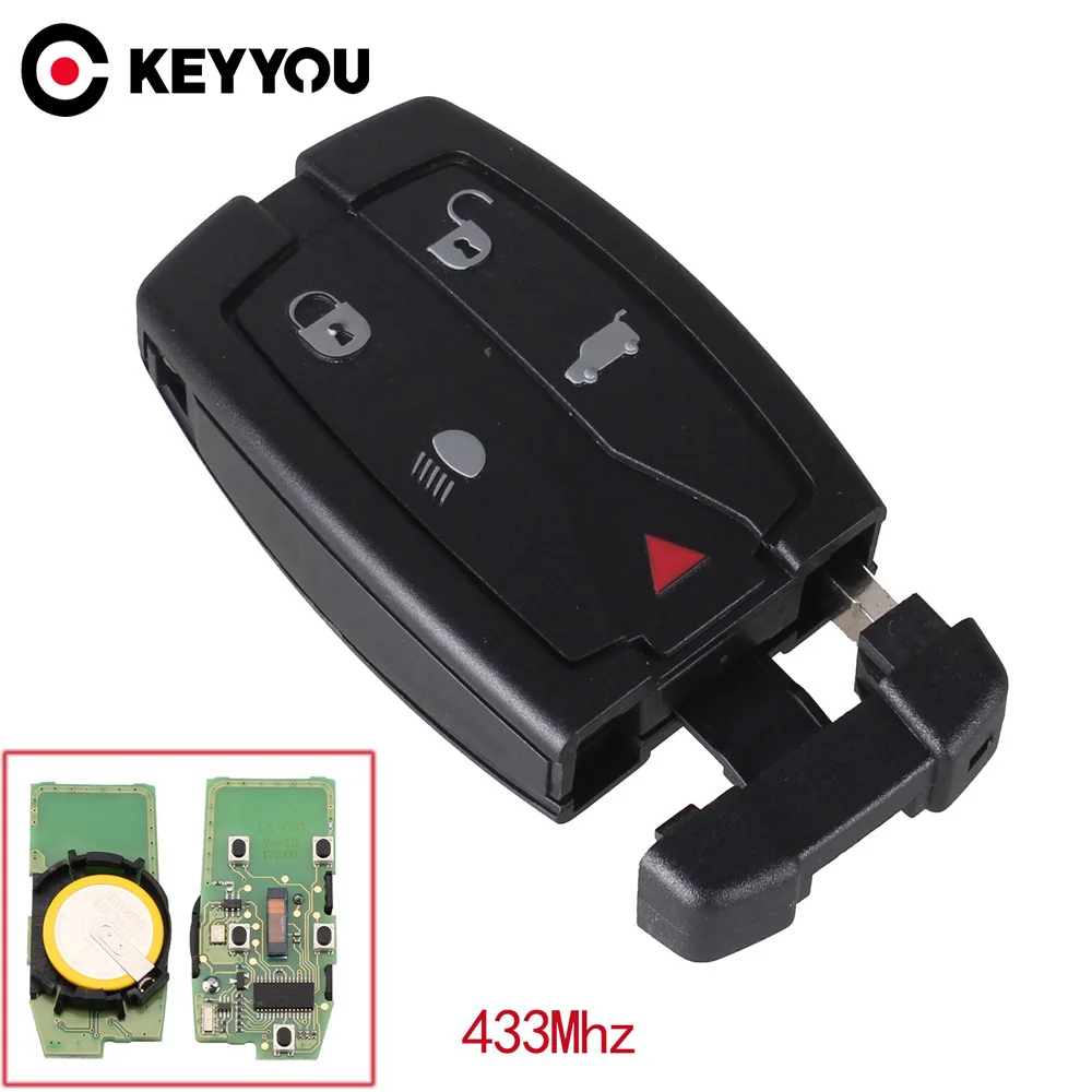 KEYYOU FOR LAND ROVER FREELANDER 2 SMART REMOTE CONTROL CAR KEY 433 MHZ CASE 5 BUTTON WITH SMALL UNCUT BLADE FOB KEY COVER