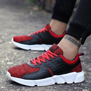 

QZHSMY Flat Shoes For Men Sneakers Breathable Mesh Casual Shoes Man Lace-Up Red Platform 2020 Spring/Autumn Zapatillas Hombre