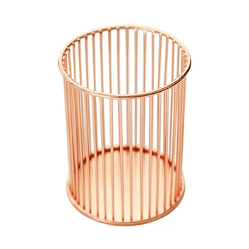 

Rose Gold Metal Iron Storage Basket Pen Holder Desktop Storage Basket Makeup Brush Eyebrow Stationery Organizer H1 .x x #s