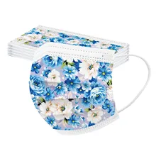 10/50pc Mascarillas Adult Flower Printing Three Layer Protective Breathable Mask Navidad Mascarillas Mondmasker Masque Jetables