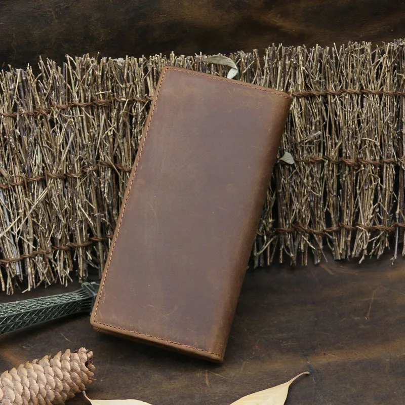 

Men's Leather Luxury Wallet Genuine Long Slim Purse Man Money Clip Credit Card Pocket Vintage Clutch Bag Business Purse carteira