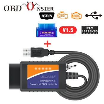 

Car OBD2 diagnostic Tool elm327 USB Bluetooth Works on Forscan For Ford HS CAN /MS CAN V1.5 ELM327 ELMconfig USB obd2 Canner