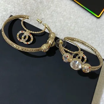 

Luxury brand designer fashion jewelry 2020 brand earring set hoops rose gold color vintage Gothic for women korean