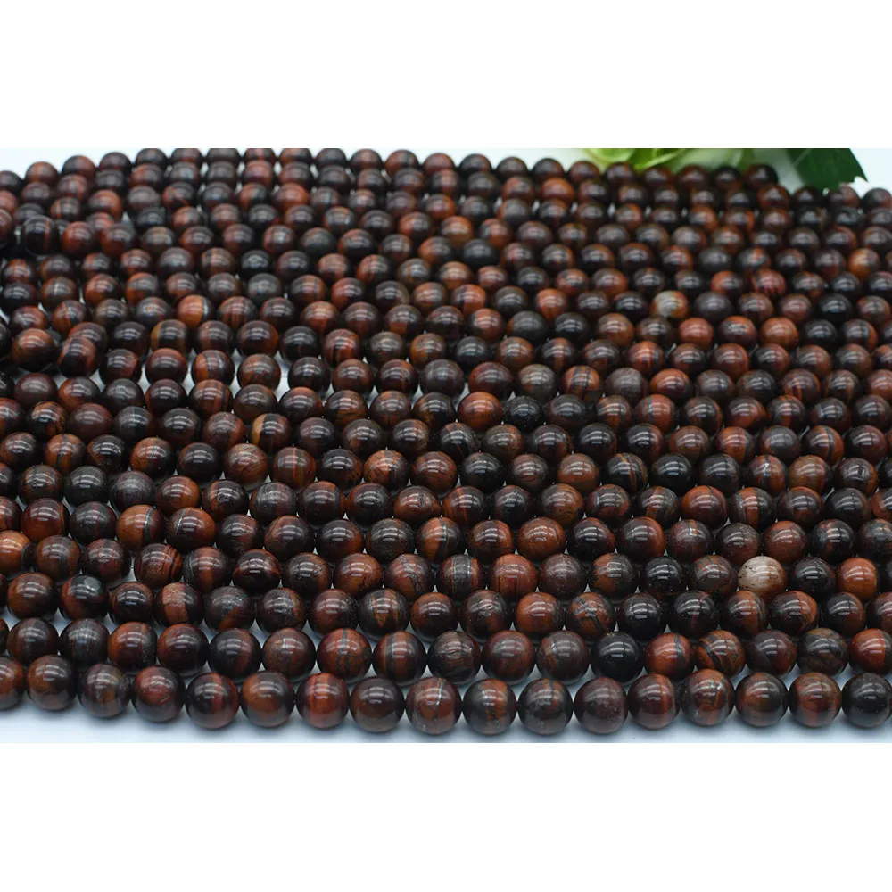 6-12mm Natural Smooth Red Tiger's eye Round stone beads For DIY Bracelet Necklace Jewelry Making Strand 15