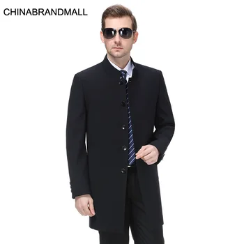 

Autumn Men Plus Fat Plus Yili Collar Business Leisure Coat Male Fat Man Medium Length Money Windbreaker Dad Pack