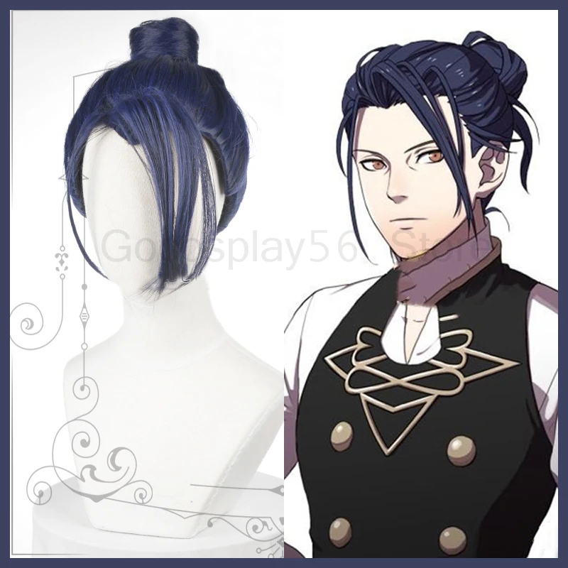 Огненная эмблема ThreeHouses Феликс косплей волос синий пучок темно хвост прямые