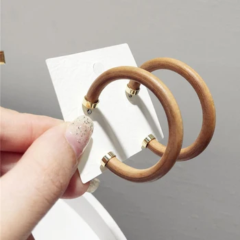 

AENSOA 2020 New Fashion Creative Simple Wooden Color Exaggerated Drop Earrings Statement Wood Statement Earrings For Women Gift