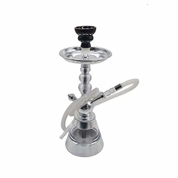 

Shisha moderna de aluminio y metacrilato de color plata, lavable y desmontable todo. Mide 39 cm aproximadamente