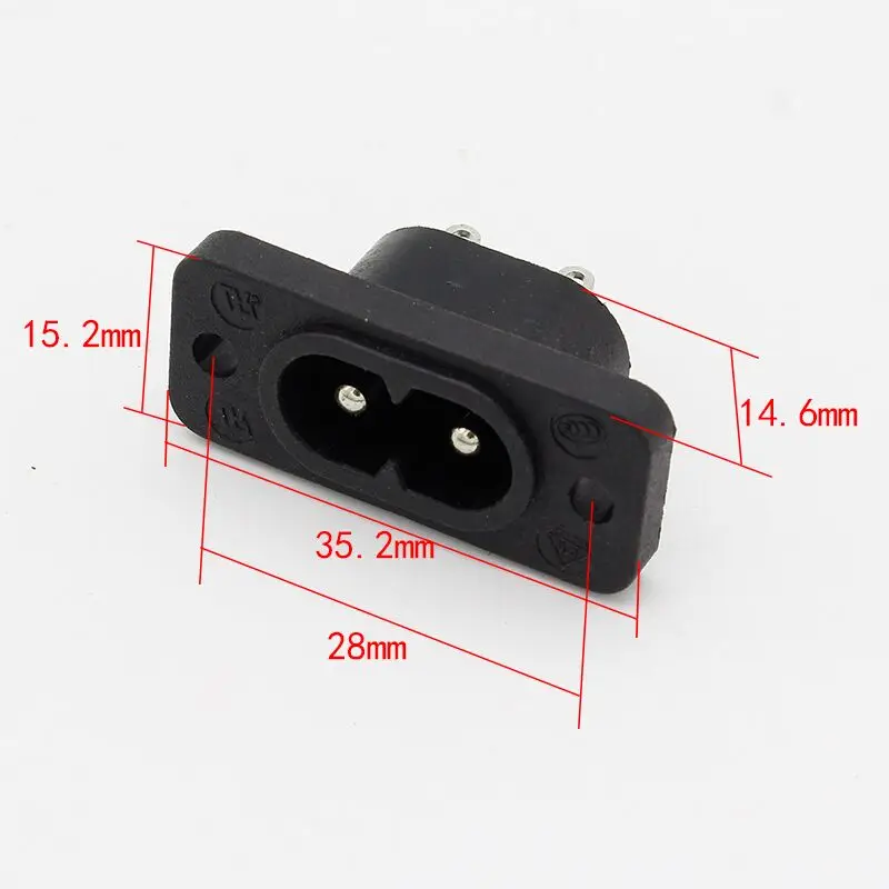 

New Hot Selling AC250V 2.5A 5pcs 2Pin IEC 320 C8 Screw Mount Inlet Plug Socket