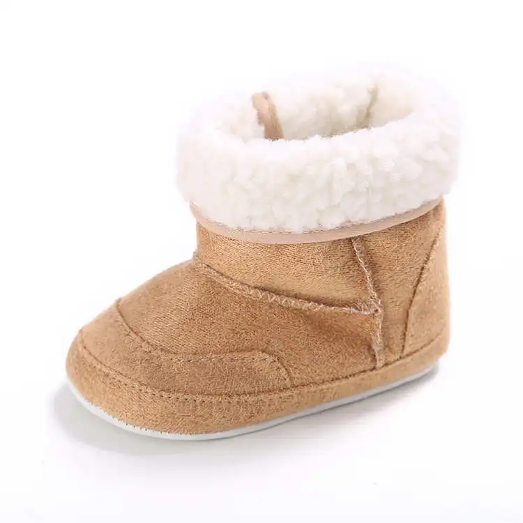 Г. Зимние теплые мягкие плюшевые ботинки для новорожденных, 7 цветов, с хлопковой подошвой, для детей от 0 до 2 лет меховые ботинки для первых шагов - Цвет: Коричневый