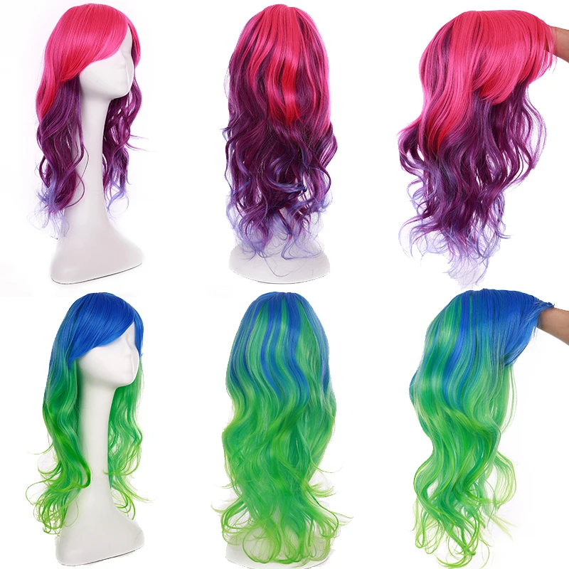 BENIHAIR, длинные волнистые синтетические парики для косплея, парик Ombre, розовый, фиолетовый, синий, зеленый, белые волосы, парики, длинные парики для женщин, вечерние, свадебные парики