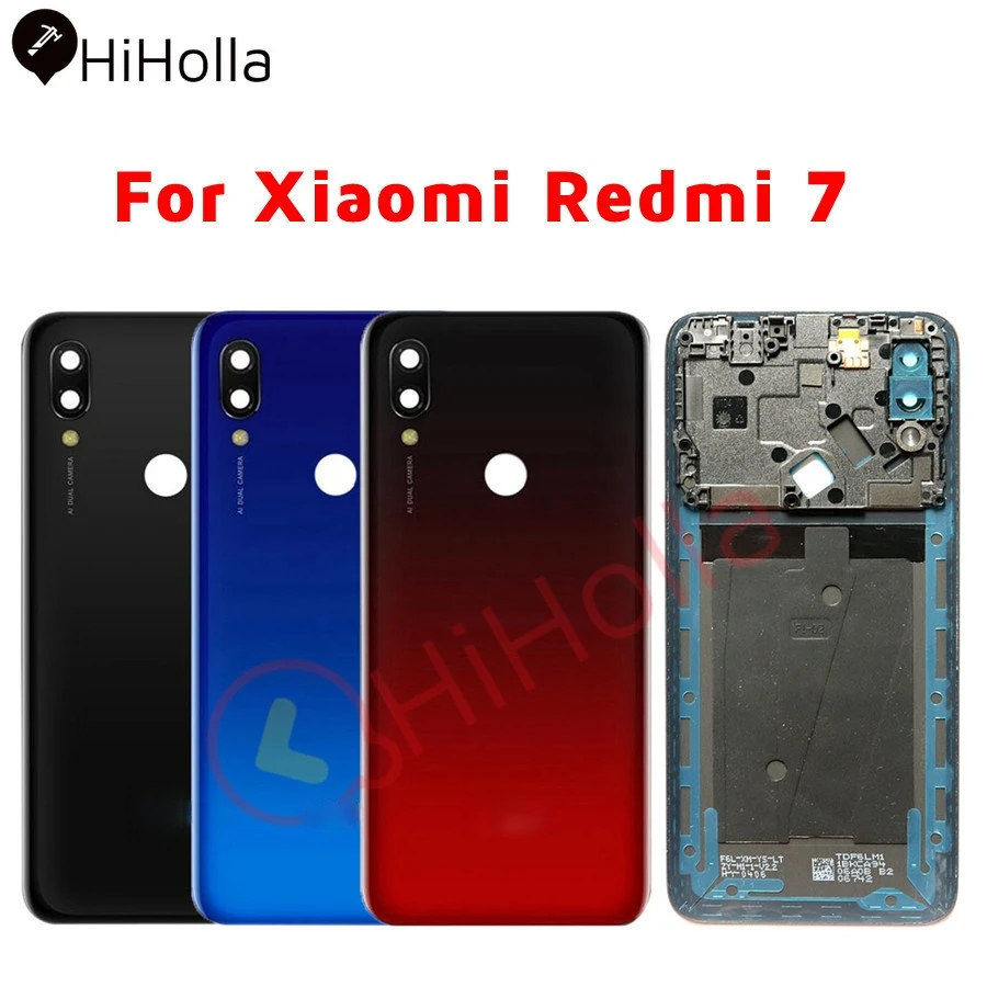 Задняя крышка батарейного отсека для Xiaomi Redmi 7 корпус с объективом камеры + рамка