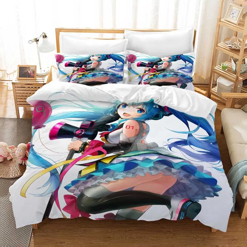 Hatsune Miku мультфильм постельное белье с аниме набор пододеяльников Наволочки два размера одеяло постельное белье s постельное белье - Цвет: 11
