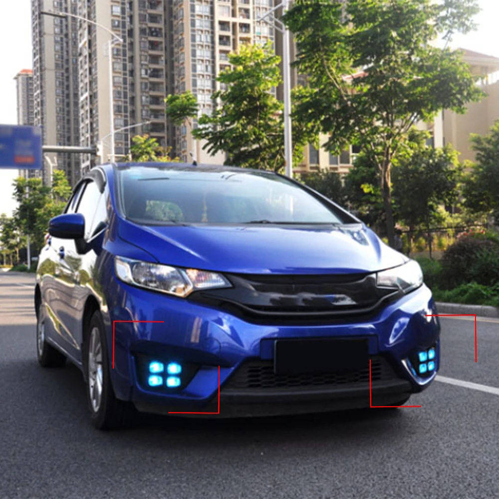 

CSCSNL 1Pair LED Daytime Running Lights fog lamp with turn signal function car styling for Honda Jazz fit 2014 2015 2016 LED DRL