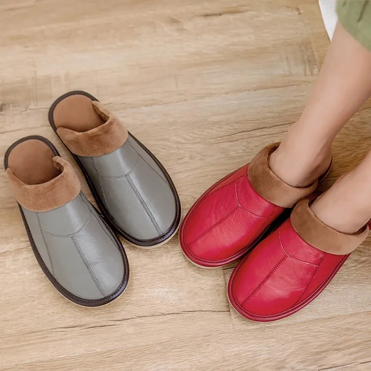 

[Item Number X-8] Original Price 58, Now as Long as Limited Edition Snapping up, Full Leather And Nap Wool Slippers,