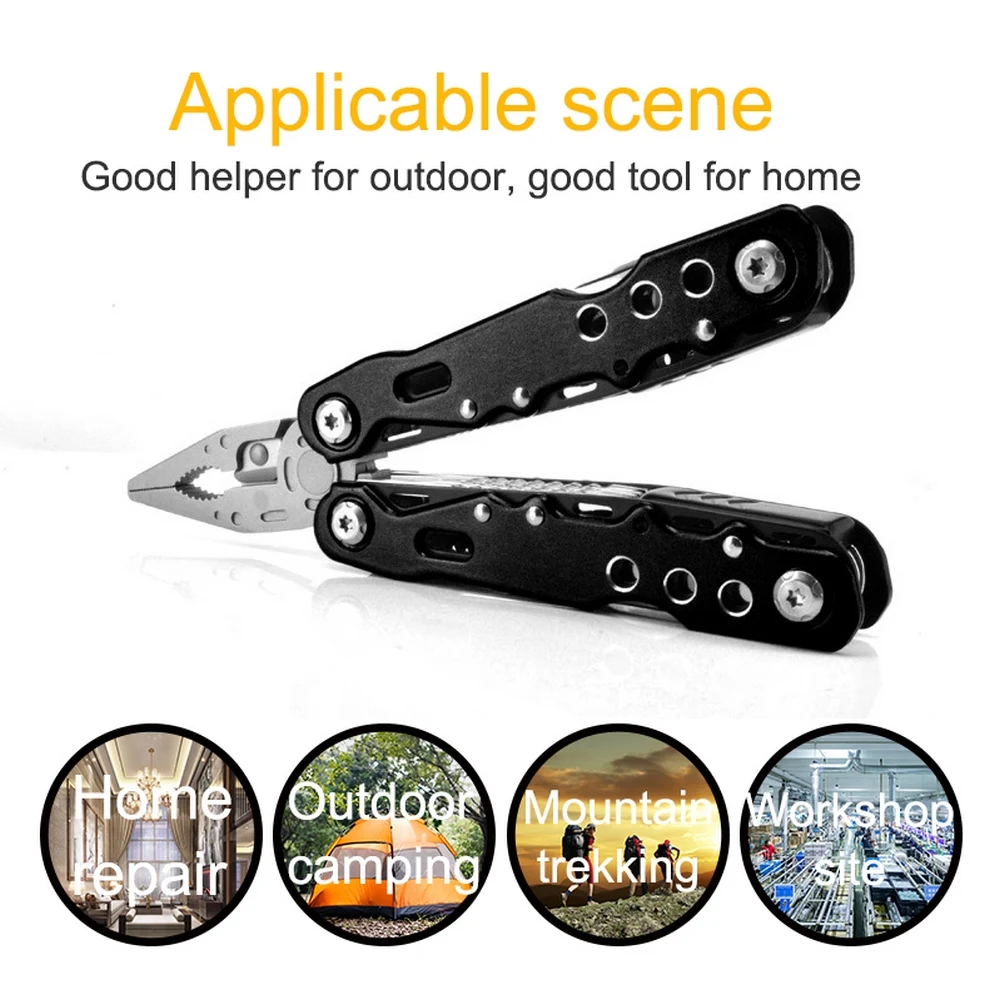 

Multitool Pliers Wire Stripper Folding Knife Pocket Survival Military Knife Multifunctional Tool Bottle Opener Screwdriver Bits