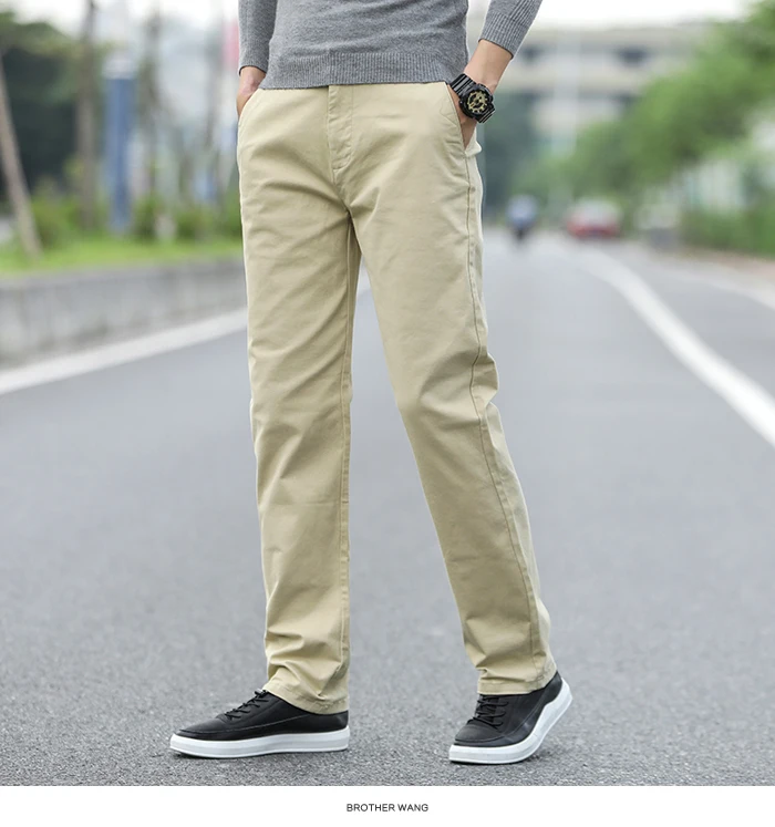 Классический стиль 5 цветов мужские деловые прямые деловые повседневные брюки хлопковые эластичные брюки мужской бренд хаки серый темно-синий