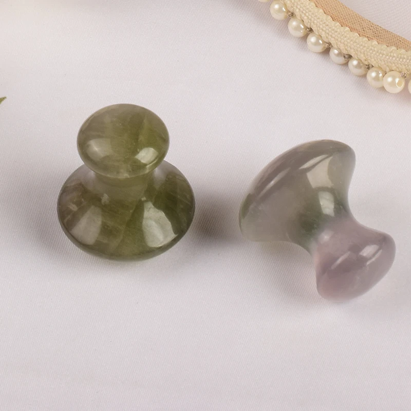 Fluorite Mushroom Massage Gua Sha Health Care Tool Hot Energy Natural Stone Crystal Quartz Eye Massager Beauty Body Neck Product