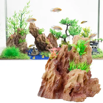 

Resin Aquarium Landscaping Fake Mountian Stone Mountain Ornaments Aquarium Accessories (Small Size)