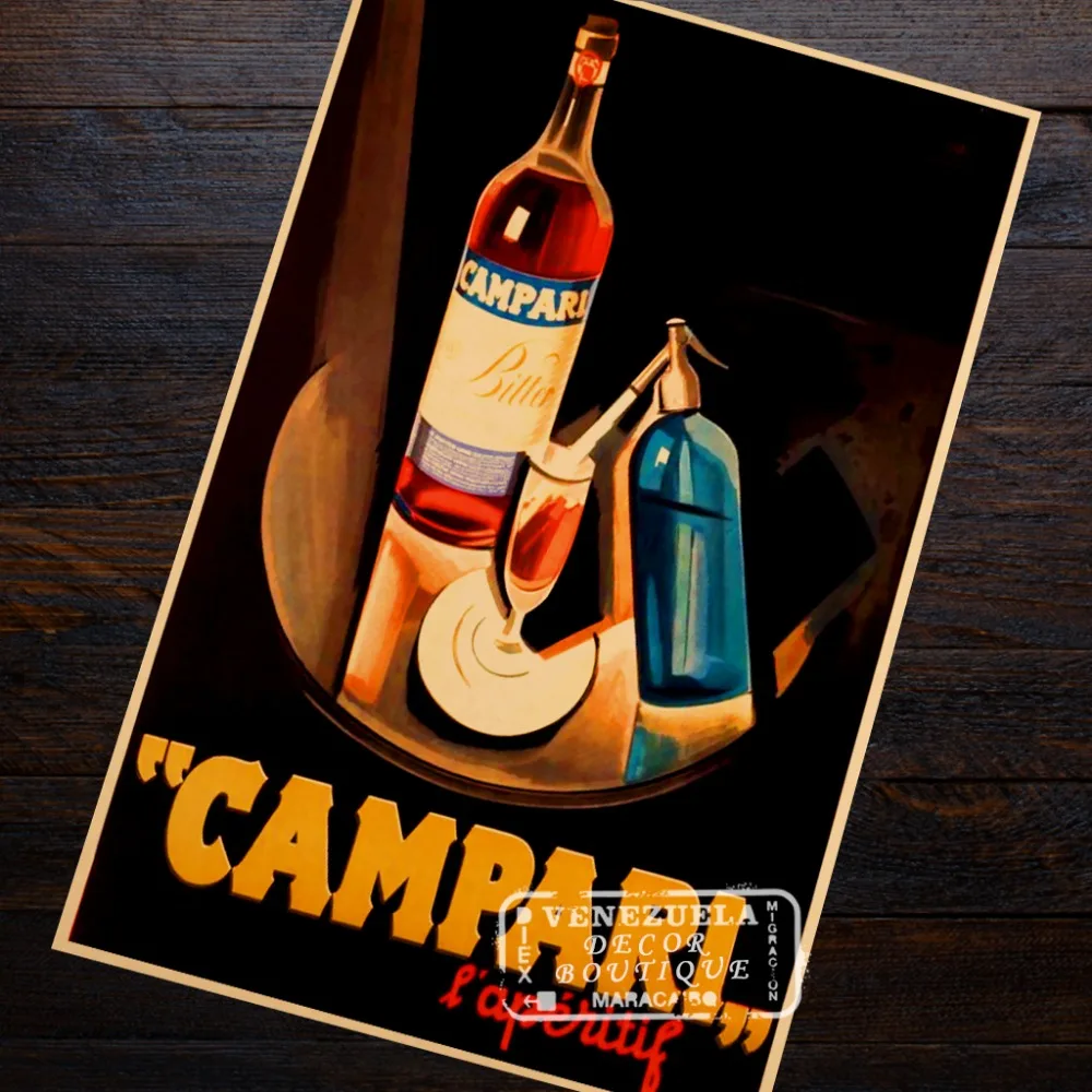 Рекламная ретро-реклама Campari винтажная Наклейка на стену из крафт-бумаги | Дом и