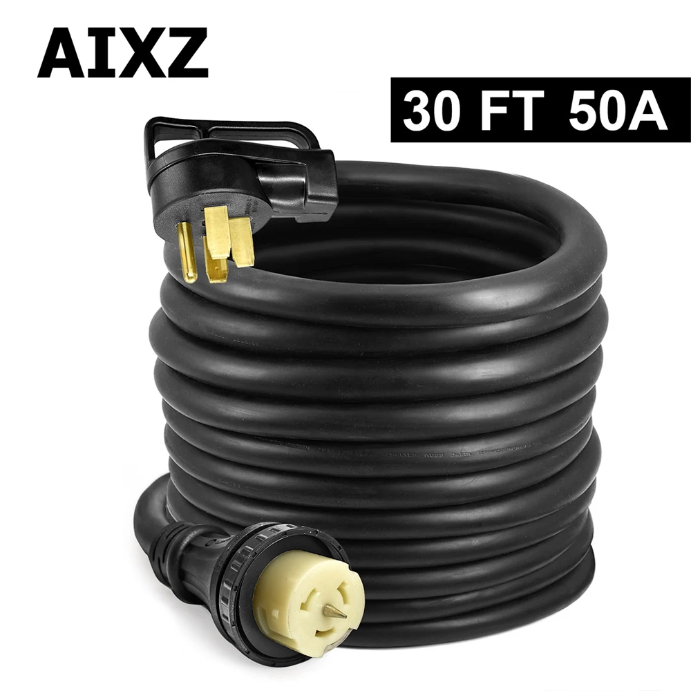 

30 FT 50A Trailer Extension Cable Wiring Connector Cord 125 250 V High Quality Accessory for Camping Car Motorhome RV Truck Van