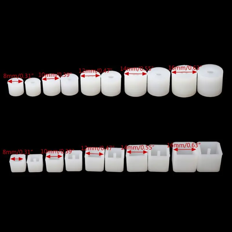 

20Pcs Silicone DIY Round Square Beads DIY Mold Jewelry Making Resin Casting Mold R9JE