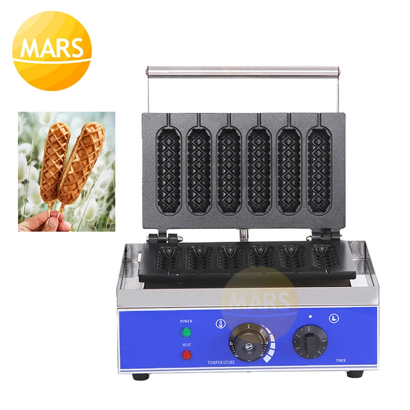 

Snack Machine French Muffin Hot Dog Waffle Maker Electric 6pcs Crispy Corn Dog Waffles Non-stick Coating Sausage Baking Machine