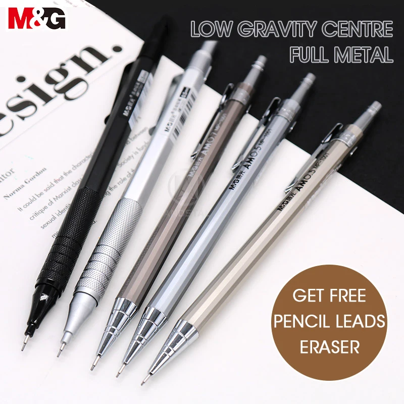 M & G металлический серебристый механический карандаш, 0,5 мм/0,7 мм, профессиональные автоматические карандаши для рисования студентов, школьные офисные принадлежности|Механические карандаши|   | АлиЭкспресс