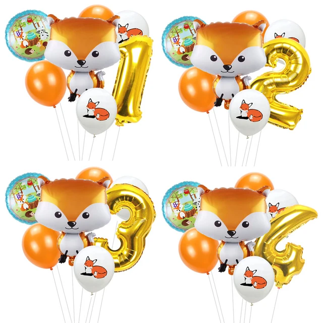 Fox Birthday Party Supplies, Fox Birthday Decorations Include Banner, Foil  Balloons, Latex Balloons, Tablecloth, 7 Plates, Napkins, Forks, Cake