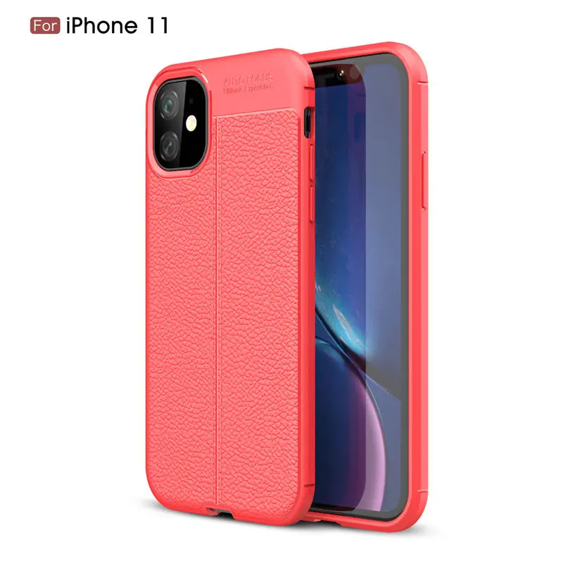 Роскошный чехол из искусственной кожи для iPhone 11 11 Pro Max мягкий силиконовый бампер чехол для телефона для iPhone 11 Pro Max 11 Pro 11 Funda чехол - Цвет: Red