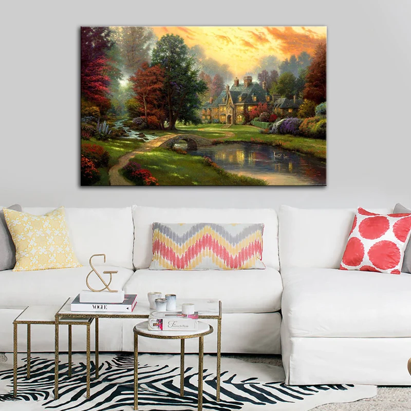 Плакаты Thomas Kinkade пейзаж мира сельская местность декоративная картина масляная