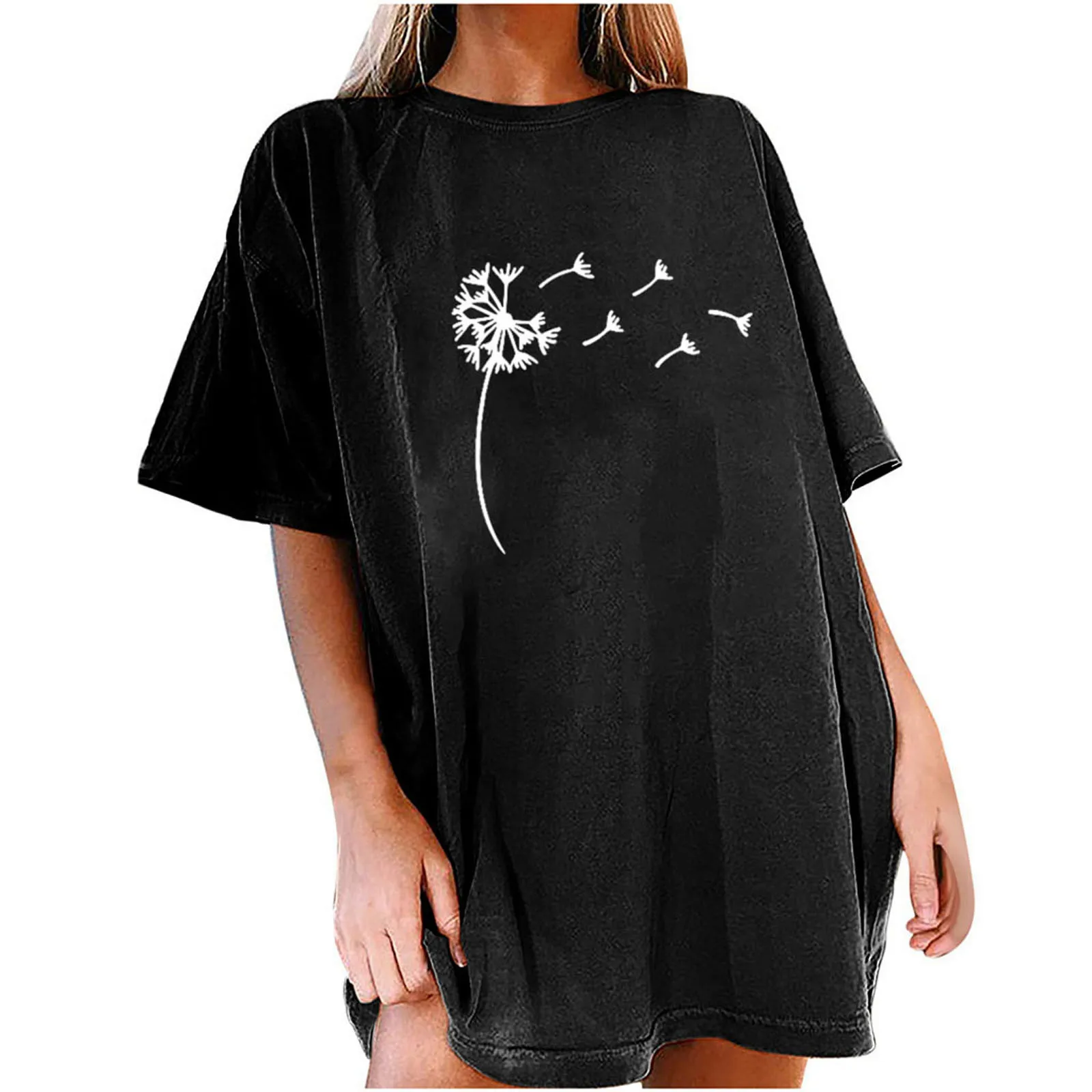 Women's Summer Tee shirt Dandelion Printed over size Harajuku Style Casual Short Sleeve Tops temperament Fashion футболка #TP |