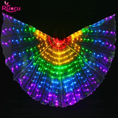 5 color Ruoru блестящие светодиодные крылья, открытые на 360 градусов, Светодиодные Крылья Isis с регулируемыми палочками, аксессуары для танца живота, реквизит для сцены - Цвет: 5 color