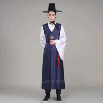 

Man Korean Traditional Clothing Hanbok Men Pattern Royal Fancy Printed Dragon Embroidery Folk Festival Stage Performance Clothes