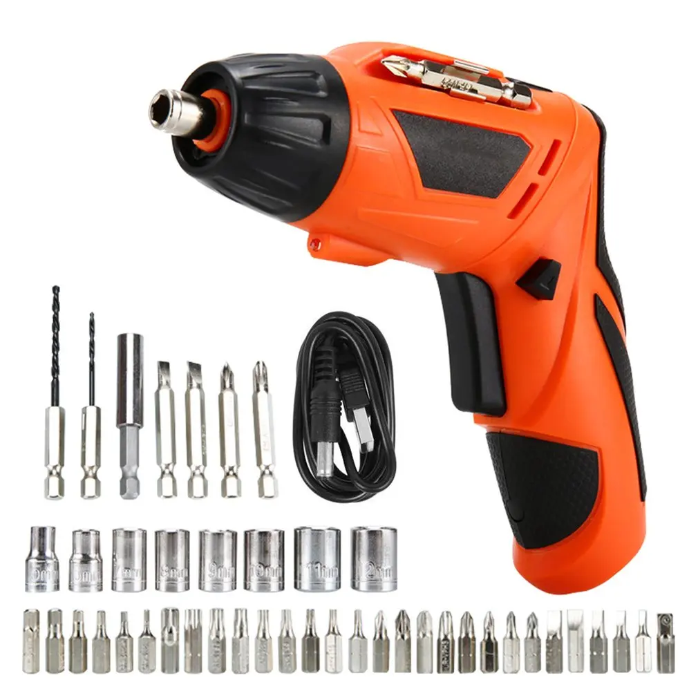 

45pcs USB Electric Screwdriver Household Rechargeable Multifunction Cordless Drill Rotary Power Tools with LED Light