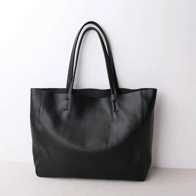2021 New Women Deluxe Cowhide Genuine Leather Totes Handbag Lady Simple Soft Satchels Bag High Capacity Waterproof Shopping Bags 2