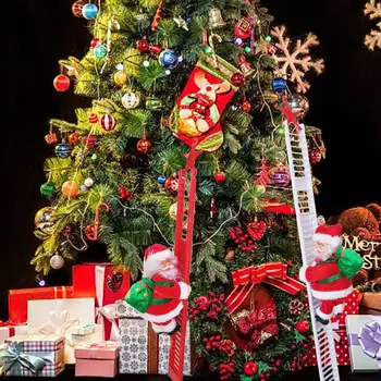 

Electric Santa Claus Climbing Ladder Doll Christmas Tree Hanging Ornament Plush Santa Doll Toy For Window Christmas Decoration