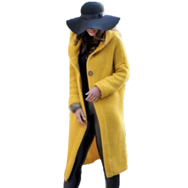 

New Women Long Sleeve Outwear Turn-Down Collar Knitting Jackets Autumn Loose Elegant Cardigan Overcoat Plus Size