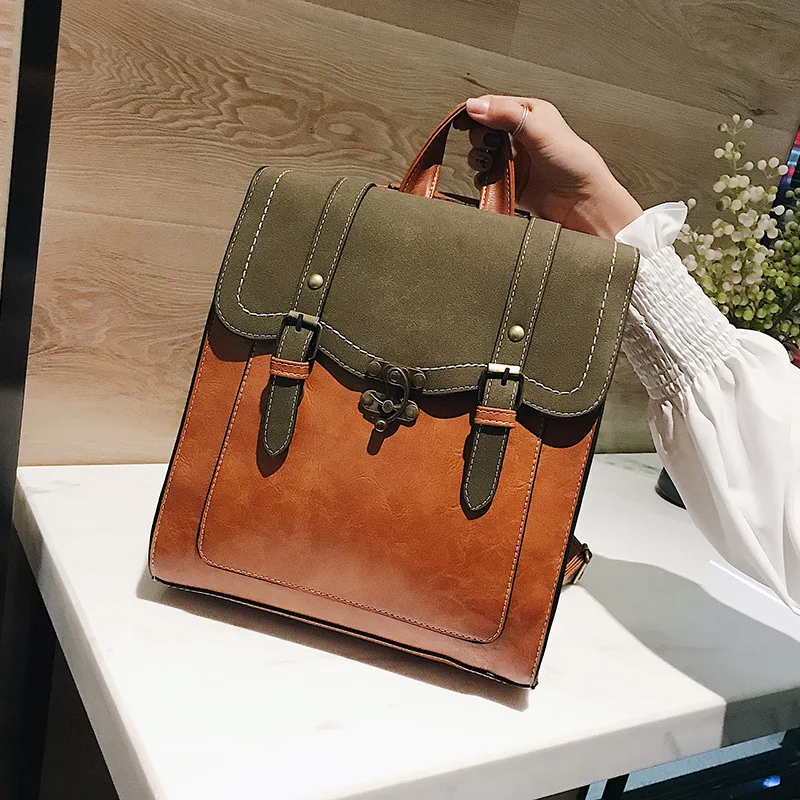

2018 New Retro England PU Leather Backpack Women's Japanese And Korean Style Simple Campus Multi-Purpose MORI Series Backpack Sc