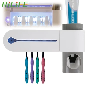 

HILIFE UV Toothbrush Sterilizer Toothbrush Holder 3 in 1 Automatic Toothpaste Squeezers Toothpaste Dispenser Home Bathroom Set