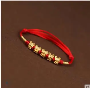 Настоящая 24K цепочка из желтого золота 3D год браслет с подвеской в ...