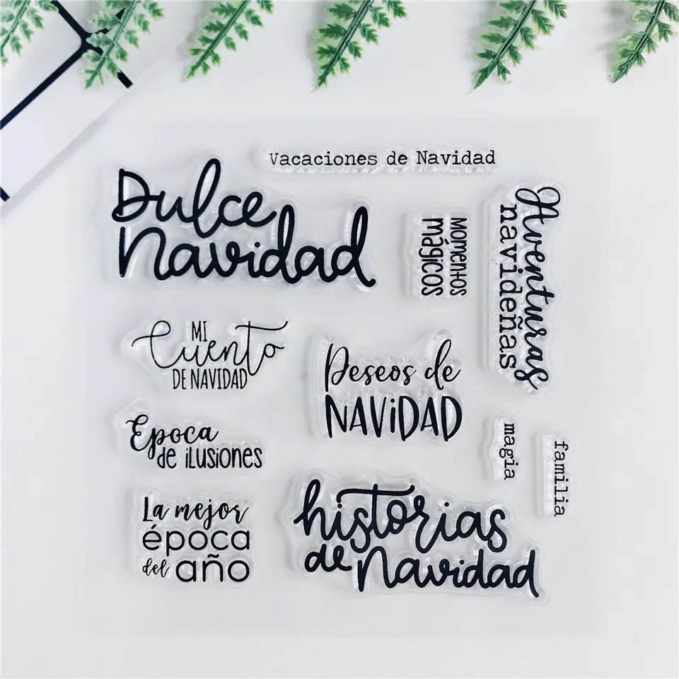 Spanish Words Transparent Stamps Silicone Seal 10*10 For DIY Scrapbooking Stamp Photo Album Card Making clear stamps clear rubber stamps