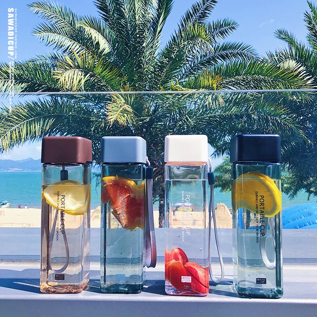 500 ml Cute New Square Tea Milk Fruit Water Sport Bottles Clear or Opaque Heat Resistant - Image 5